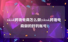 tiktok跨境电商怎么做(tiktok跨境电商做的好的账号)