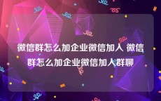 微信群怎么加企业微信加入 微信群怎么加企业微信加入群聊