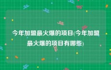 今年加盟最火爆的项目(今年加盟最火爆的项目有哪些)