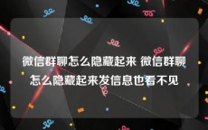 微信群聊怎么隐藏起来 微信群聊怎么隐藏起来发信息也看不见