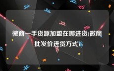 微商一手货源加盟在哪进货(微商批发价进货方式)