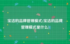 宝洁的品牌管理模式(宝洁的品牌管理模式是什么)