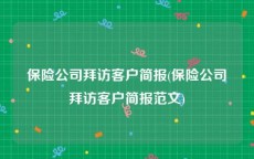 保险公司拜访客户简报(保险公司拜访客户简报范文)