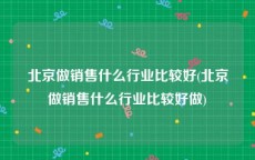 北京做销售什么行业比较好(北京做销售什么行业比较好做)