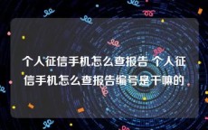 个人征信手机怎么查报告 个人征信手机怎么查报告编号是干嘛的