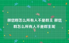 微信群怎么所有人不是群主 微信群怎么所有人不是群主呢