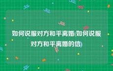如何说服对方和平离婚(如何说服对方和平离婚的信)