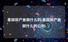 麦田房产是做什么的(麦田房产是做什么的公司)