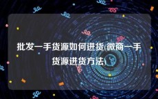 批发一手货源如何进货(微商一手货源进货方法)
