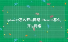 iphone12怎么开5g网络 iPhone12怎么开5g网络