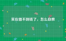 实在借不到钱了，怎么自救