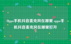 Oppo手机抖音麦克风在哪里 oppo手机抖音麦克风在哪里打开