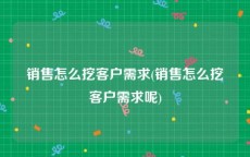 销售怎么挖客户需求(销售怎么挖客户需求呢)
