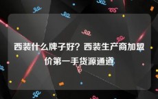 西装什么牌子好？西装生产商加盟价第一手货源通道