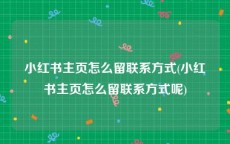 小红书主页怎么留联系方式(小红书主页怎么留联系方式呢)