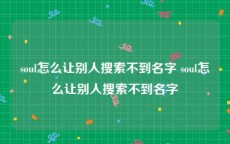 soul怎么让别人搜索不到名字 soul怎么让别人搜索不到名字