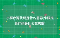 小程序源代码是什么意思(小程序源代码是什么意思啊)