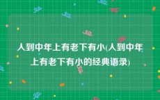 人到中年上有老下有小(人到中年上有老下有小的经典语录)