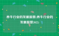 养牛行业的发展前景(养牛行业的发展前景2022)