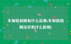车保险到期有什么后果(车保险到期没买有什么影响)