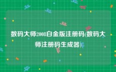 数码大师2008白金版注册码(数码大师注册码生成器)