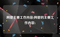 网管主要工作内容(网管的主要工作内容)