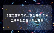 个体工商户手机上怎么开票 个体工商户怎么在手机上开票