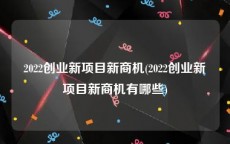 2022创业新项目新商机(2022创业新项目新商机有哪些)