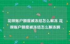 花呗账户额度被冻结怎么解冻 花呗账户额度被冻结怎么解冻啊