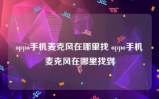oppo手机麦克风在哪里找 oppo手机麦克风在哪里找到