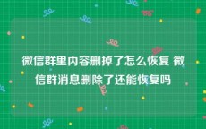 微信群里内容删掉了怎么恢复 微信群消息删除了还能恢复吗