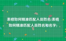 表格如何精准匹配人员姓名(表格如何精准匹配人员姓名和名字)
