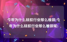 今年为什么硅胶行业那么难做(今年为什么硅胶行业那么难做呢)