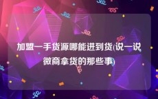 加盟一手货源哪能进到货(说一说微商拿货的那些事)
