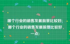 哪个行业的销售发展前景比较好(哪个行业的销售发展前景比较好一点)
