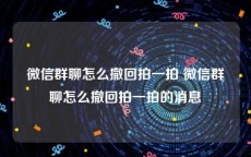微信群聊怎么撤回拍一拍 微信群聊怎么撤回拍一拍的消息