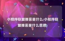 小程序联盟推客是什么(小程序联盟推客是什么意思)