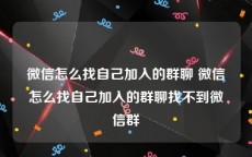 微信怎么找自己加入的群聊 微信怎么找自己加入的群聊找不到微信群