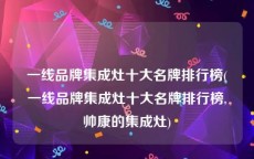 一线品牌集成灶十大名牌排行榜(一线品牌集成灶十大名牌排行榜,帅康的集成灶)