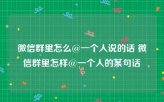 微信群里怎么@一个人说的话 微信群里怎样@一个人的某句话