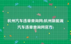 杭州汽车违章查询网(杭州新能源汽车违章查询网官方)
