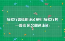 短歌行曹操翻译及赏析(短歌行其一曹操 原文翻译注音)