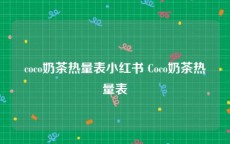 coco奶茶热量表小红书 Coco奶茶热量表