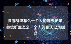 微信群里怎么一个人的聊天记录 微信群里怎么一个人的聊天记录删除