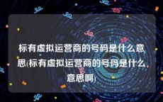 标有虚拟运营商的号码是什么意思(标有虚拟运营商的号码是什么意思啊)