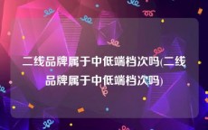 二线品牌属于中低端档次吗(二线品牌属于中低端档次吗)