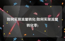 如何实现流量转化(如何实现流量转化率)