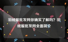 羽绒服批发网你确实了解吗？羽绒服批发网全面简介