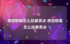 微信群聊怎么投票表决 微信群里怎么投票表决