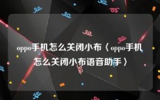 oppo手机怎么关闭小布〈oppo手机怎么关闭小布语音助手〉